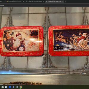 Vintage The Tin box Company of America Inc Christmas Santa Claus Lot 2 RARE